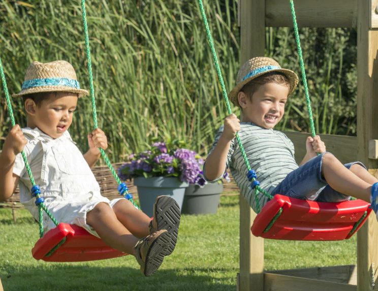 Wooden Swing and Slide Set • Cubby 2-Swing Wooden Swing and Slide Set • Cubby 2-Swing